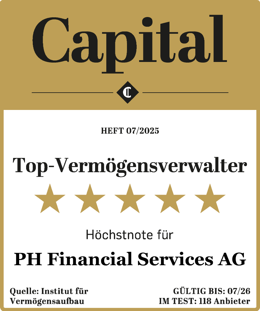 Capital Top-Vermögensverwalter – Höchstnote für PH Financial Services AG – 5 Sterne – Heft 07/2025 – Institut für Vermögensaufbau – 118 Anbieter im Test